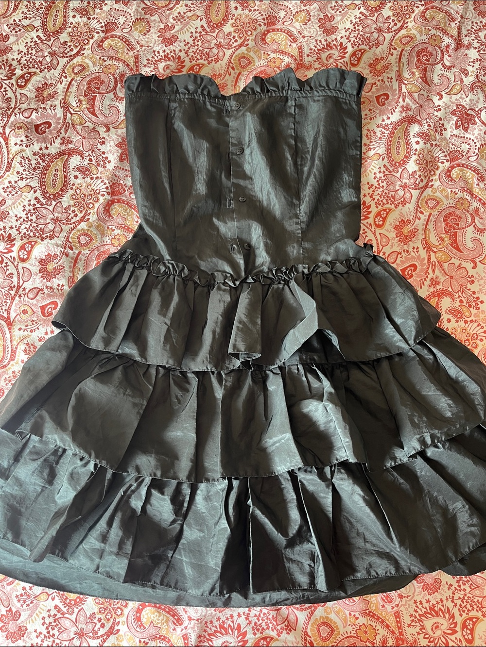 Vintage 80s goth style tiered ruffle mini dress